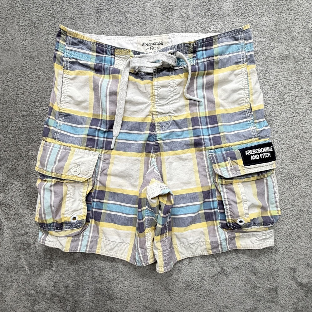 Abercrombie & Fitch Swim Shorts Mens Small Multicolor Plaid Lined Drawstring